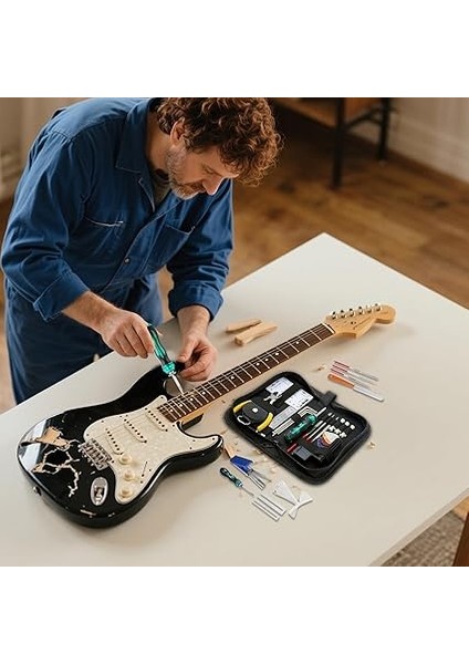 Kit - Klasik Gitar Bakım Seti,25 Parçalı Müzik Aleti Onarım Takımı Ev ve Seyahat Için fiyatları