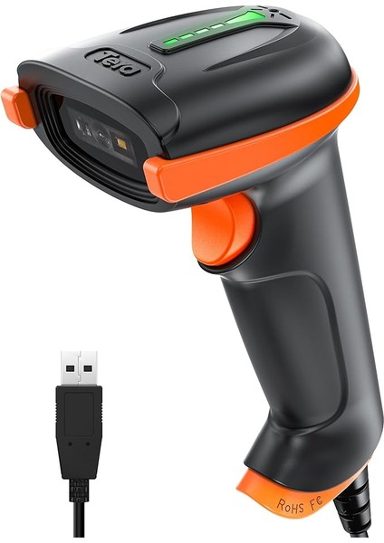 D5100Y Barkod Okuyucu - USB Kablolu, 1d ve 2d Qr Kod Okuma, Tak ve Çalıştır, Ergonomik Tasarım, Anti-Şok Silikon, IP54 Toz ve Su Koruma, Çoklu Dil Destekli Barkod Tarayıcı