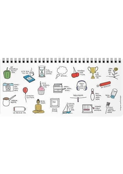 Color Hisli Şeyler 13X27 Spiralli, Stickerlı Haftalık Planner - Zirvedeyim Canım Duymuyorum, Yeşil fırsatları