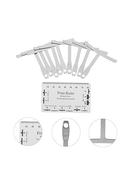 Gitar Aletleri Yüksekliği Ölçüm Cetveli Yarıçap Ölçer Luthier Seti Paslanmaz Çelik indirimleri