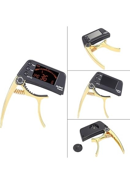 TCAPO20 Çok Işlevli Alüminyum Alaşımlı 2'si 1 Arada Gitar Kapo Akort Aleti Ekranlı Normal Akustik Folk Elektrik Gitar Kromatik Bas Altın 5 modelleri