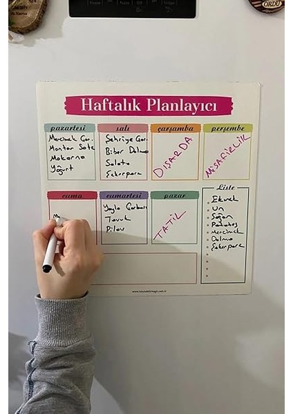 Kağıt Haftalık Magnet Planlayıcı Menü Mıknatıslı Yazı Tahtası Buzdolabı Magneti Pano 30X30 cm +Kalem modelleri