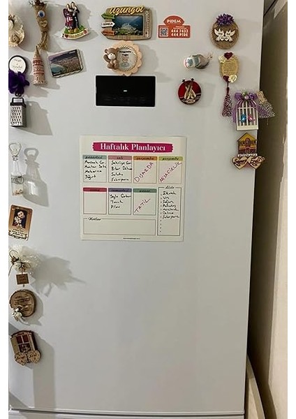 Kağıt Haftalık Magnet Planlayıcı Menü Mıknatıslı Yazı Tahtası Buzdolabı Magneti Pano 30X30 cm +Kalem indirimleri