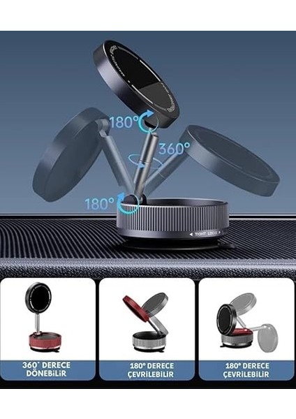 K10A Katlanabilir 360 Derece Her Yöne Dönebilir Vacum Magnetic Araç Tutucu Telefon Standı Kilitli Vakum ve 5 kg Taşıma Kapasiteli Mıknatıs Ile Hem Şık ve Kaliteli Hem De Sağlam ve Çok Güçlü modelleri