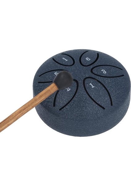 Mini Çelik Dil 3 Inç 6 Ton Ses Şifa Kiti, 1 Adet Davul Çubuğu, Mini El Tavası Tamburu, Müzik Aletleri Için (Deniz Mavisi)