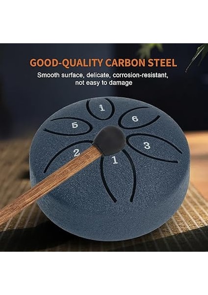 Mini Çelik Dil 3 Inç 6 Ton Ses Şifa Kiti, 1 Adet Davul Çubuğu, Mini El Tavası Tamburu, Müzik Aletleri Için (Deniz Mavisi) fiyatları