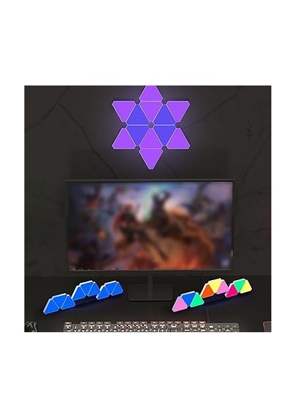 Işık Paneli, 10 Set Rgb LED Işık Paneli Üçgen Modüler Işık Ekleme Dekor Lambası Müzik Senkronizasyonu Bt Uygulaması ve Uzaktan Kumanda modelleri