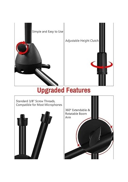 180CM Maksimum Uzunluk Mikrofon Standı Multi Fonksiyonel 2in1 Microphone Katlanabilir Açısı Ayarlanabilir Zemin Üstü - Model 103 fırsatları