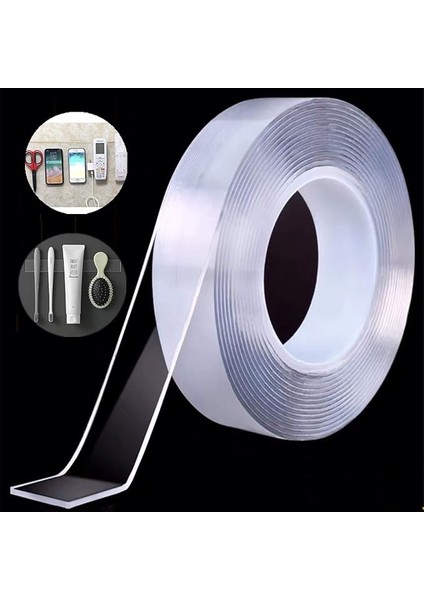 Çift Taraflı Yapışkan Bant, Montaj Bandı, Iz Bırakmayan ve Çıkarılabilir Nano Yapışkan Bant, Güçlü, Şeffaf, Çift Taraflı Yapışkan Bant, Ev Ofisinde Araba Dekorasyonu Için, Halı Paspasları