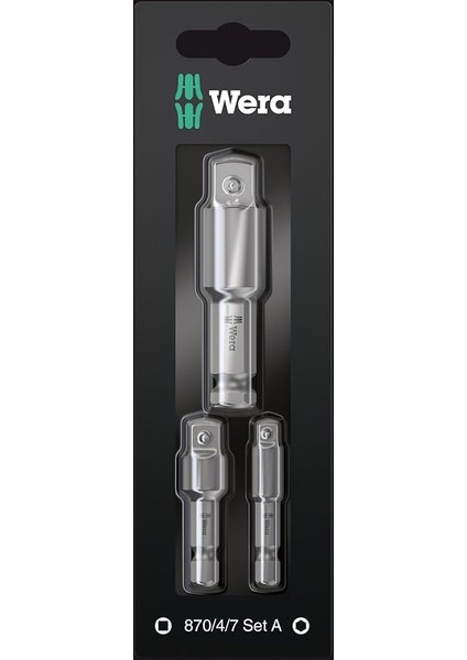 Werkstatt 870/4/7 Set A Sb, Alet Şaftları, Bağlantı Parçaları, 3 Parça, Gri