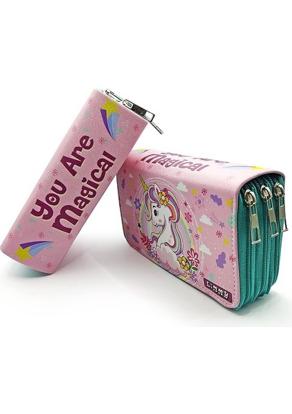 Kalem Kutusu Unicorn Bahar Temalı Kawai Organizer Kalemkutu Vegan Deri Üç Bölmeli Kalemlik- Yeşil, Limmy fiyatları