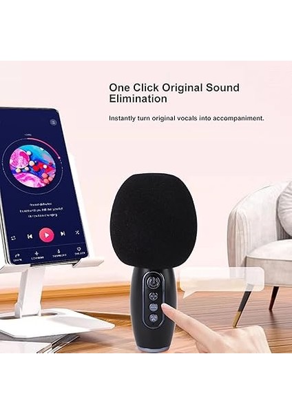 Hoparlör -Seti, Karaoke Makinesi Hd Ses Renkli Işık Efekti Kablosuz Mikrofon Hoparlör Makine Desteği 32G Bellek Kartı Parti Için (Tek Mikrofon) fırsatları