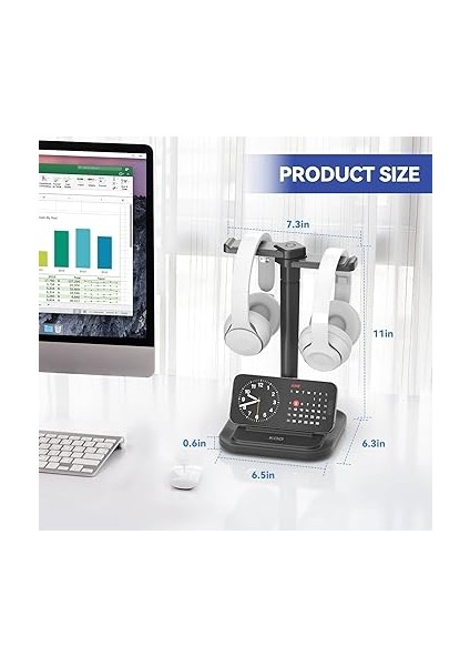 2'si 1 Arada Masa Kulaklık Standı - Telefon Tutuculu Dönen Kulaklık Askısı - Tüm Kulaklıklar Için Kaymaz Askı Düzenleyici Oyun Ofis Çalışma Odası Için Boyut (Siyah) fiyatları