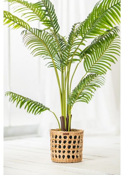 Doğal Hasır Saksılık – %100 El Yapımı Çok Amaçlı Düzenleyici & Organizer | Ev, Ofis, Balkon Kullanımı – 27X26 cm