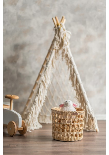 Doğal Hasır Saksılık – %100 El Yapımı Çok Amaçlı Düzenleyici & Organizer | Ev, Ofis, Balkon Kullanımı – 27X26 cm fiyatları