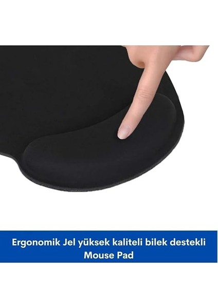 Bilek Destekli Jel Mouse Pad,ergonomik Kaymaz Taban,oyun ve Ofis Için Fare Altlığı,suya Dayanıklı (Siyah) fiyatları