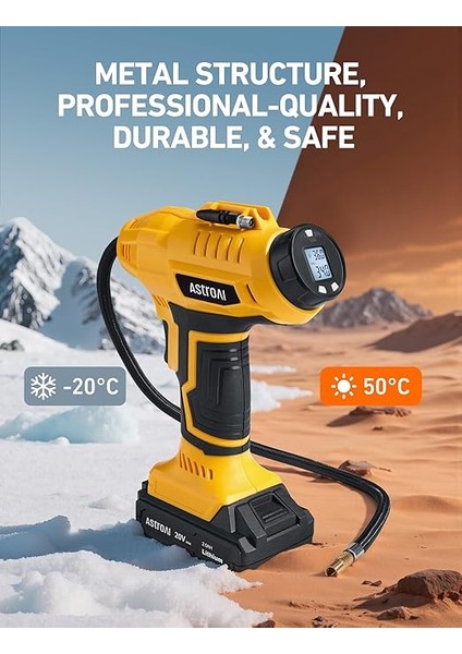 2'si 1 Arada Metal Silindir Hava Kompresörü, 20V Pil ve 12V Araç Güç Kaynağı, Motosiklet, Araba ve Bisiklet Için 160 Psı Taşınabilir Akülü Elektrikli Kompresör fiyatları