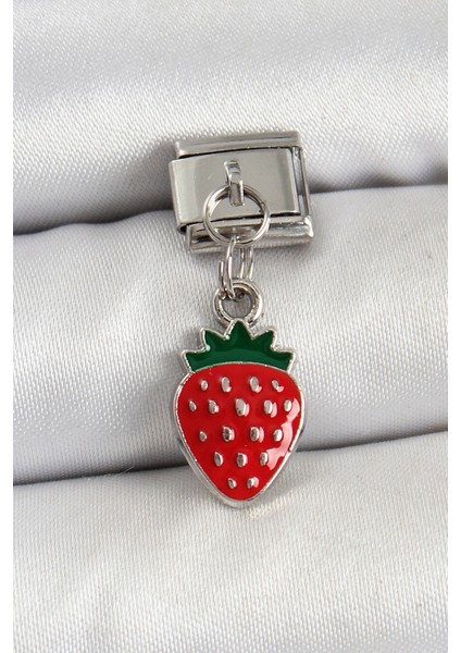 316L Çelik Sallantılı Çilek Gümüş Renk Nomination Charm