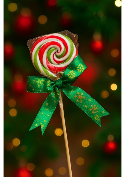 20 Yılbaşı Sosyete Şeker Yeşil Kırmızı Beyaz Hediyelik Paketli