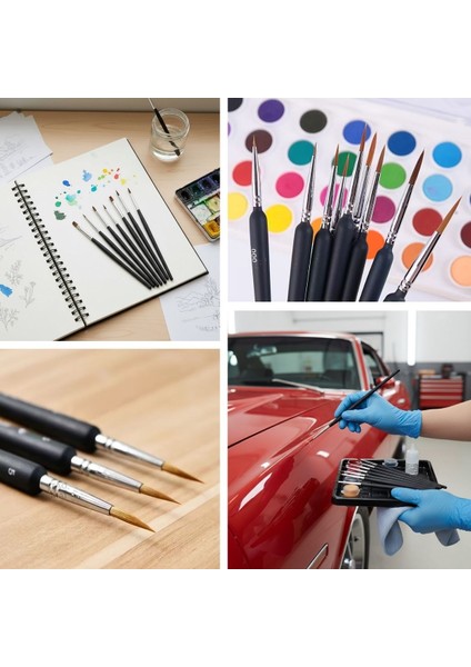 10 Adet Hobi ve Araba Rötüş Fırça Seti - Ince Detay Boya, Model Yapım ve Araç Çizik Giderme fiyatları
