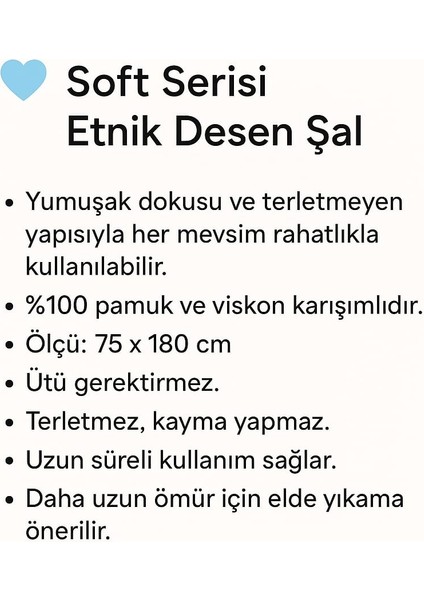 Shawl Secret Etnik Desenli Soft Şal fırsatları