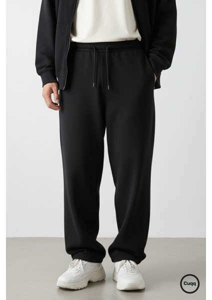 Erkek Baggy Eşofman Altı Oversize Bol Paça 3 Iplik Kalın Kumaş Streetwear Cepli