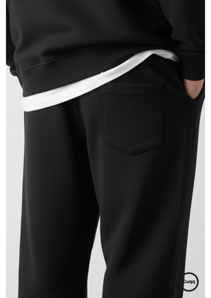 Erkek Baggy Eşofman Altı Oversize Bol Paça 3 Iplik Kalın Kumaş Streetwear Cepli