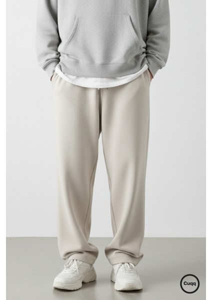 Erkek Baggy Eşofman Altı Oversize Bol Paça 3 Iplik Kalın Kumaş Streetwear Cepli