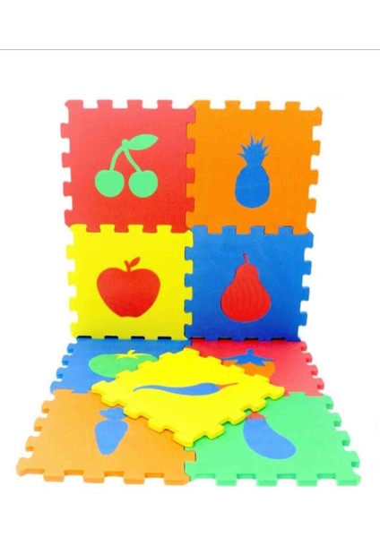 9 Parça Büyük Meyve Desenli Eva Oyun Karosu Yer Matı Yapboz Puzzle