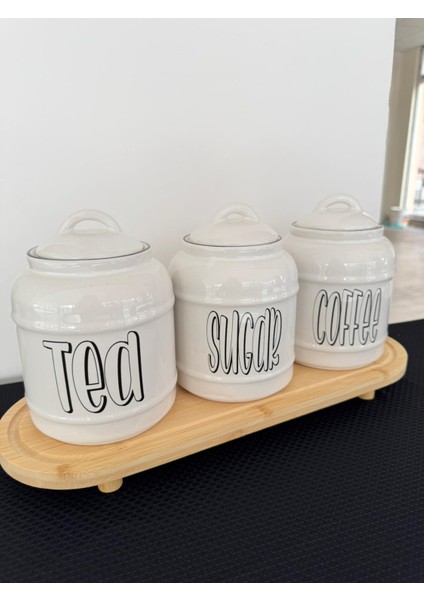 Standlı 3'lü Seramik Kavanoz Seti fiyatları