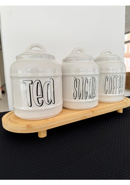 Standlı 3'lü Seramik Kavanoz Seti modelleri