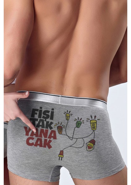 Erkek Komik Baksır Ucunu Fişe Tak Yanacak - Erkek Için Eğlenceli Komik Hediye Iç Giyim Boxer