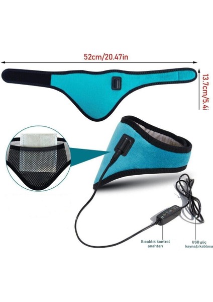 USB Boyun Masaj Aleti, Servikal, 3 Seviye Sıcaklık, Elektrikli Zaman Ayarlı, Fizik Tedavi