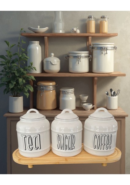 Standlı 3'lü Seramik Kavanoz Seti fırsatları