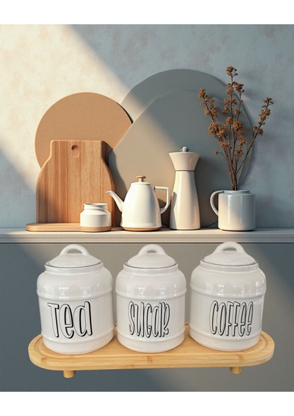 Standlı 3'lü Seramik Kavanoz Seti indirimleri