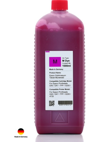 Süblimasyon Mürekkep Qc Pro Serisi 1000ML M Dye Macenta modelleri