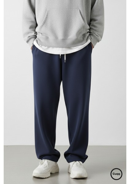 Erkek Baggy Eşofman Altı Oversize Bol Paça 3 Iplik Kalın Kumaş Streetwear Cepli