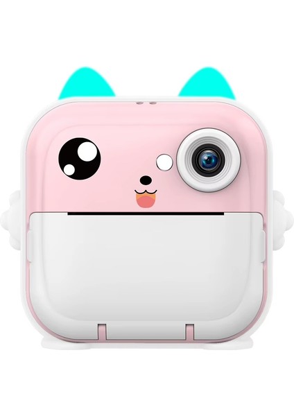 Anlık Termal Yazıcılı Dijital Çocuk Kamerası 2.0 Inc Hd Şipşak Fotoğraf Makinesi AE110 Pembe