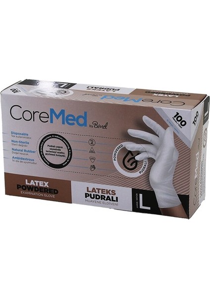 COREMED BİMEL L BEDEN PUDRALI MUAYENE ELDİVENİ 100LÜ (4940) fiyatları