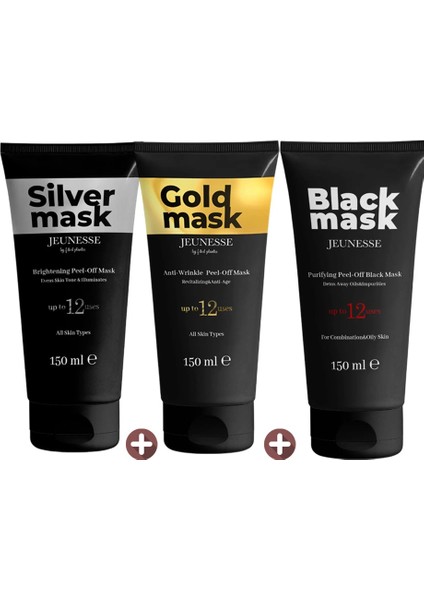 Soyulabilir Gold+Black+Silver Yüz Maskesi 150 ml x 3 Adet