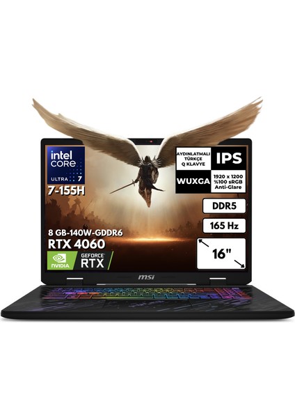 Msı Pulse 17 Ultra 7-155H 24 GB 1 Tbssd RTX4060(8GB-140W-GDDR6) 17" Fhd+ Windows 11 Home Gaming Notebook C1VFKG-083XTRAT68