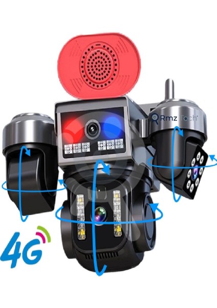 AV-S446 4 Kameralı (3 Motorlu+ 1 Sabit) 8mp E Sim 4g Sim Kartlı Ptz Kamera | Gece Renkli Görüş Krnteknoloji fiyatları