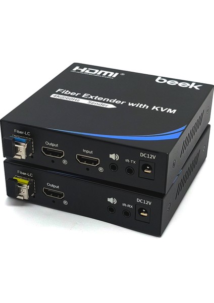 4K @60Hz HDMI Kvm Fiber Sinyal Uzatma Cihazı, Single Mode, 20KM