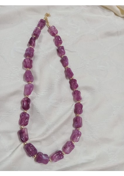 Mor Kesmeşeker Kolye