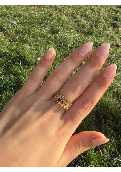 Fiona Renkli Taşlı Yüzük