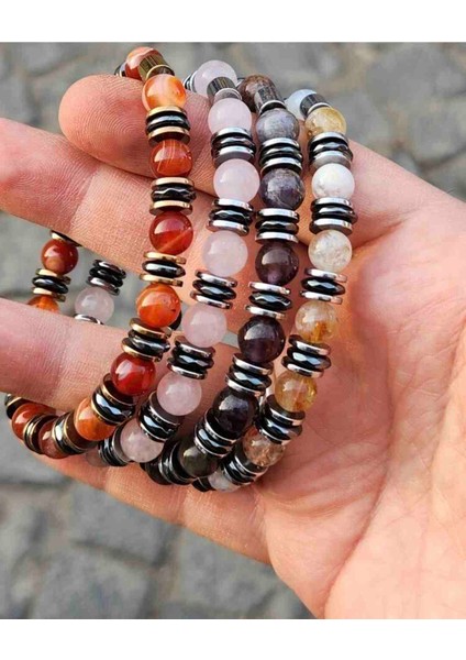 Kampanya 4'lü Set Akik,sitrin, Ametist,pembe Kuvars Taşı Bileklik fiyatları