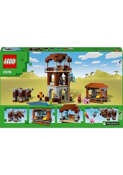 Minecraft Yağmacı Karakolu ve Çapulcu 21278 - Video Oyunu Seven Minecraft Hayranı 9 Yaş ve Üzeri Çocuklar Için Yaratıcı Oyuncak Yapım Seti, Doğum Günü Hediyesi (665 Parça)