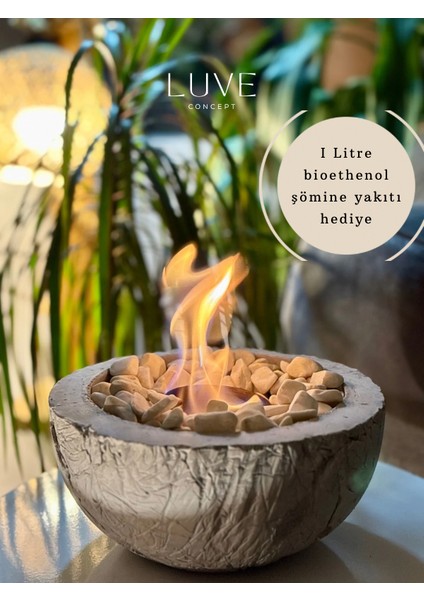 Rustik Masaüstü Şömine – Bioethanol Dekoratif Ateş Çukuru, Kokudan ve Dumandan Uzak Modern Şömine