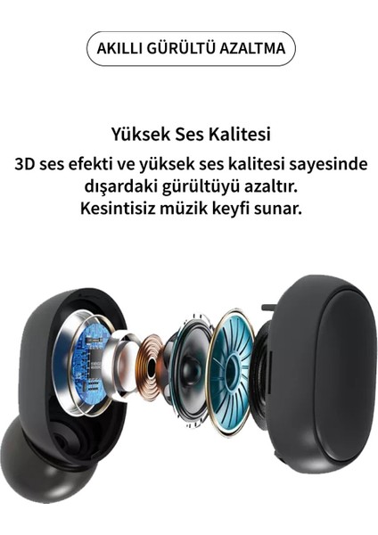 E6S Universal 5.3 Hd Ses Çift Mikrofon Extra Bass Powerbank Kutu Bluetooth Siyah AE6S Kablosuz Kulaklık indirimleri