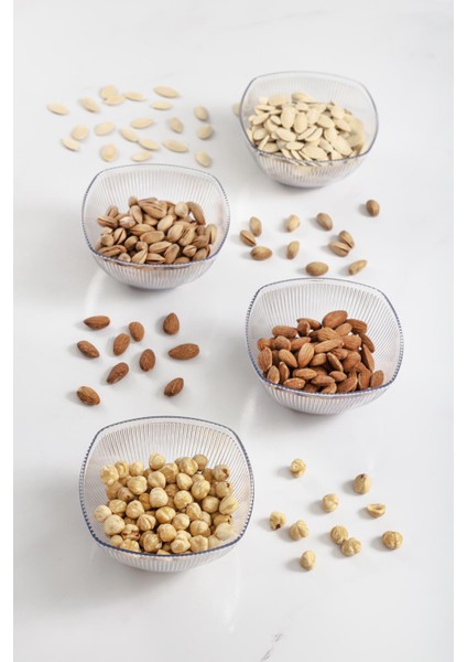 Akrilik Barok Şeffaf Kare 4'lü Küçük Kase Seti & Çerezlik & Sunumluk & Ikramlık (Cam Değildir) 6763DP4 indirimleri